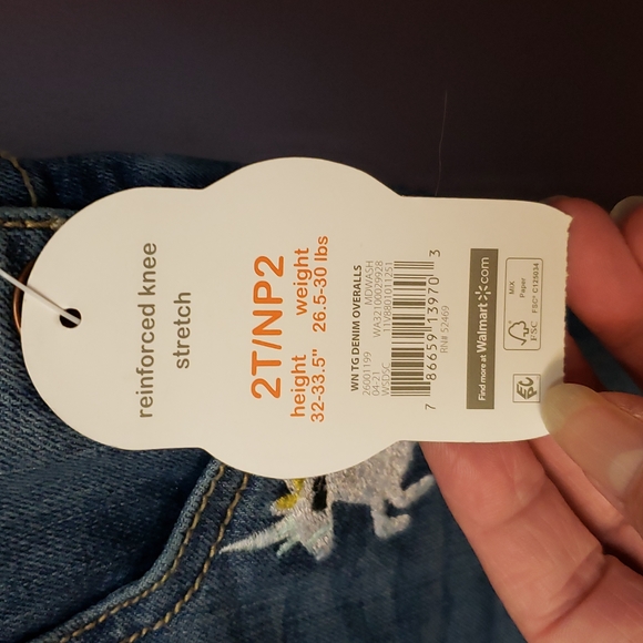 NWT Girl's 2T Jean Overalls - Picture 2 of 6